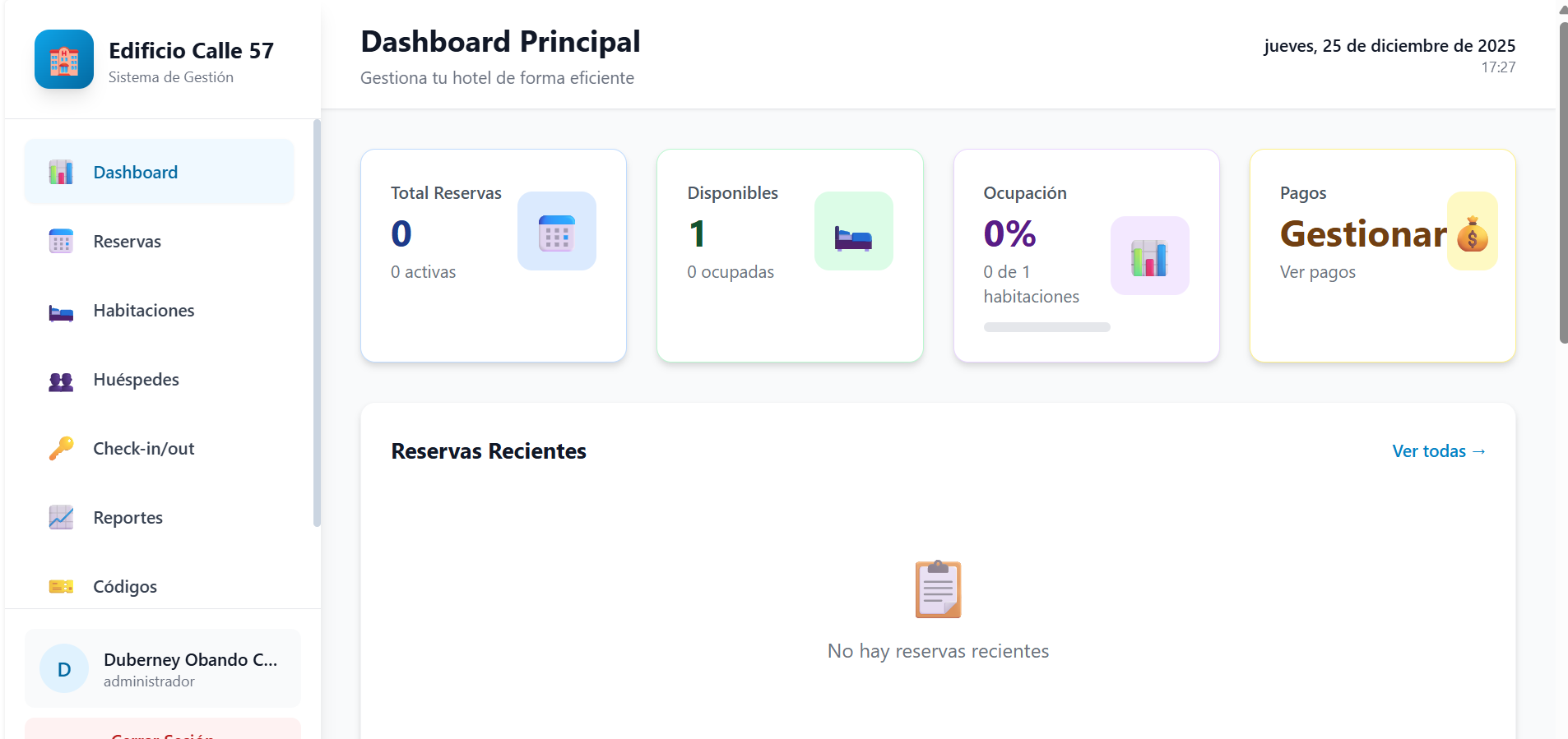 Sistema de Gestión Hotelera